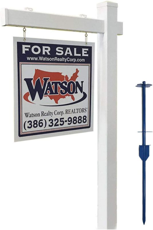 Photo 1 of 4Ever Products Vinyl PVC Real Estate Sign Post - White with Flat Cap - 5' Post