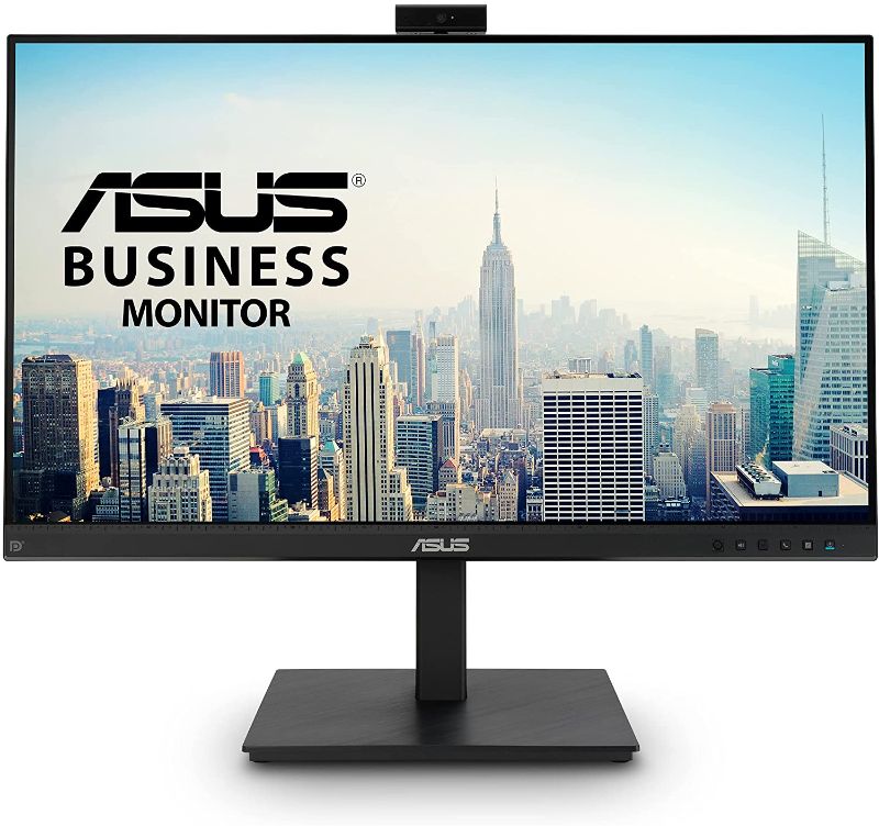 Photo 1 of ASUS 27” 1080P Video Conference Monitor (BE279QSK) - Full HD, IPS, Built-in Adjustable 2MP Webcam, Mic Array, Speakers, Eye Care, Wall Mountable, Frameless, HDMI, DisplayPort, VGA, Height Adjustable