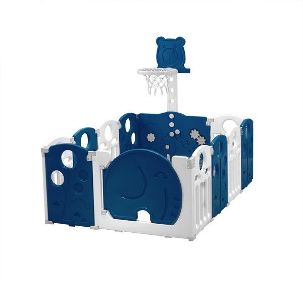 Photo 1 of Baby Playpen, Dripex Upgrade Foldable Kids Activity Centre Safety Play Yard Home Indoor Outdoor Baby Fence Play Pen NO Gaps with Gate for Baby Boys Girls Toddlers (14 Panel -blue
+ White)
