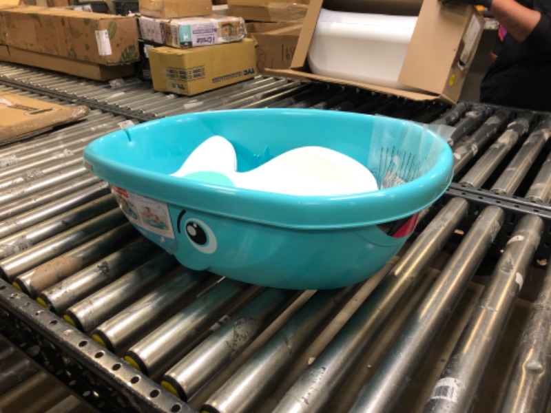 Photo 1 of Fisher-Price Whale of A Tub - Aquatic-Themed Baby Bath That Grows from Infant to Toddler