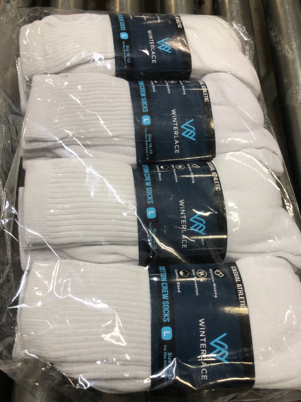Photo 2 of 12 Pairs....Winterplace Casual Athletic Cotton Crew Men's Socks , Size Large men 7-12 , Women Size 10-13 WHITE 