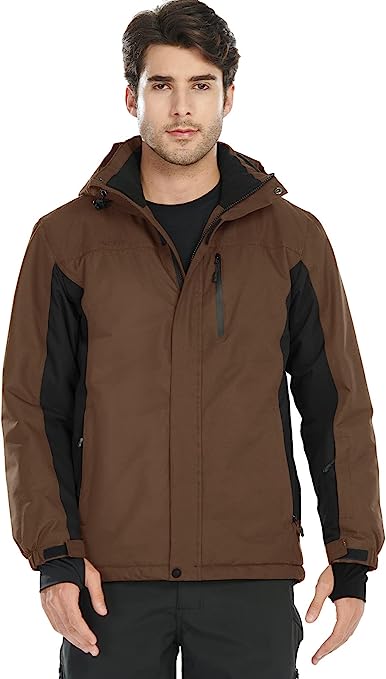 Photo 1 of FREE SOLDIER Men's Waterproof Ski Snow Jacket Fleece Lined Warm Winter Rain Jacket with Hood Fully Taped Seams - Color: Nut Brown --- SIZE XL 
