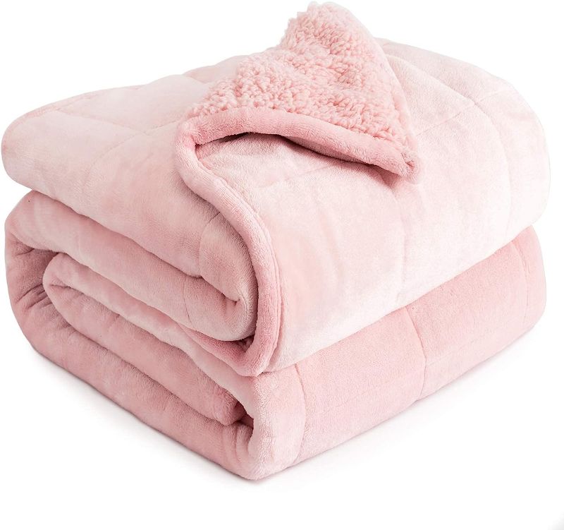 Photo 1 of 15lbs, Weighted Blanket for Adults, Fuzzy Soft Sherpa Flannel Throw, Cozy Plush Blanket for Sofa Bed, Blush Pink
++SLIGHTLY DIRTY+++
