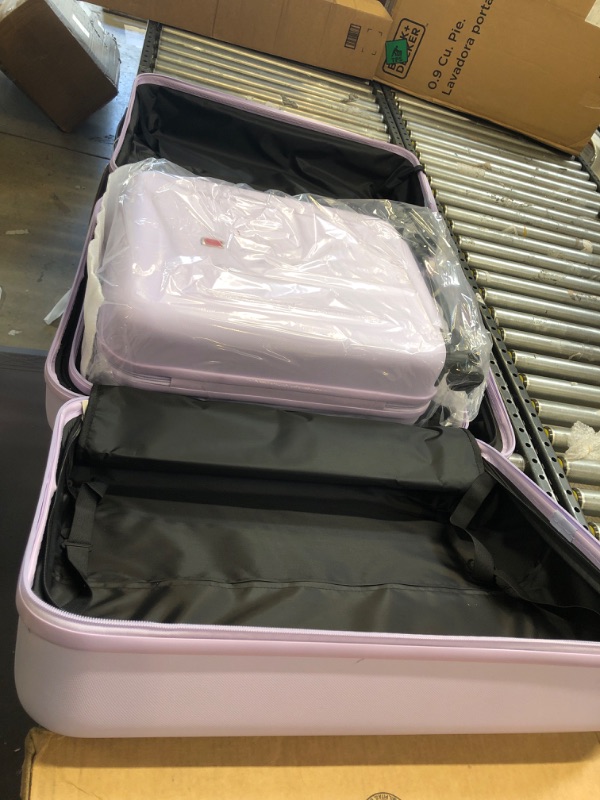 Photo 1 of Widfre Luggage Sets 3 Pieces Carry on Suitcase Hardshell Lightweight Travel with Double Spinner Wheels Locks TSA Approved (Purple) HAS A COUPLE STAINS AND USED 