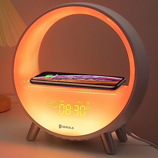 Photo 1 of Dekala Arches Gradual Sunrise Alarm Clock with Wireless Charging Bluetooth Speaker White Noise Sleep Sound Machine with Night Light for Adults Touch/App Control Work with Alexa ?2.4G WiFi Required?