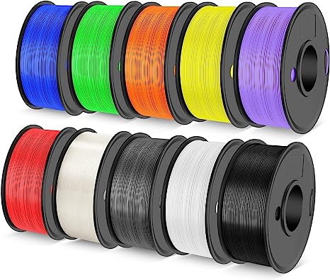 Photo 1 of 3D Printer Filament Bundle Multicolor, JAYO PETG Filament 1.75mm, Neatly Wound Filament 2.5kg, 250g Spool, 10 Pack, Black+White+Grey+Blue+Red+Green+Yellow+Purple+Orange+Transparent