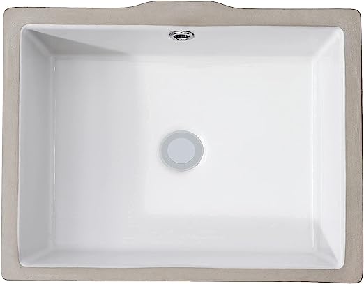 Photo 1 of AMASHEN 14.6" x 11" Undermount Bathroom Sink White Rectangular Porcelain Ceramic Vanity Basin with Overflow