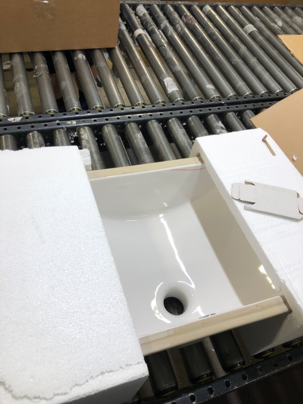 Photo 2 of AMASHEN 14.6" x 11" Undermount Bathroom Sink White Rectangular Porcelain Ceramic Vanity Basin with Overflow