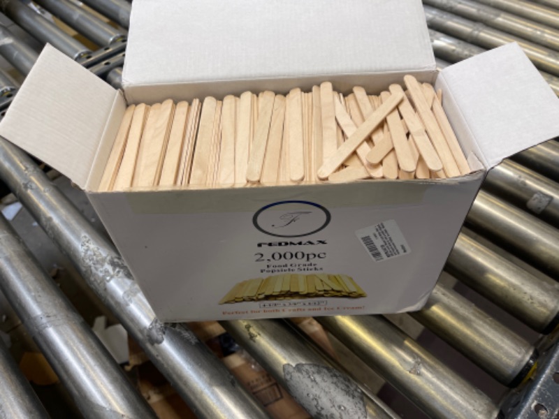 Photo 2 of 2000 pcs Jumbo Wooden Craft Sticks Pack - Bulk Popsicle Sticks for Arts & Crafts Projects, Holiday Ornament Crafting, Ice Cream, Waxing
