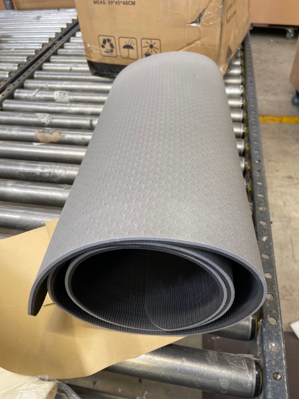 Photo 1 of Yoga Mat 1/3 inch QMKGEC Exercise Mats 8mm TPE Non Slip Extra Thick High Density Eco Friendly for Yoga,Workout,Pilates,Yoga Mats for Women Men Grey