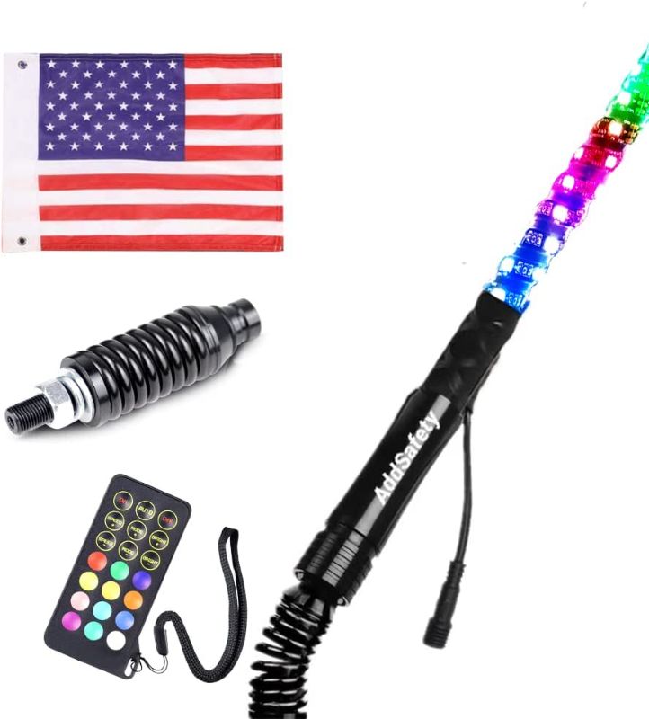 Photo 1 of AddSafety 3FT RF Remote Control RGB LED Whips Light with Spring Bases Dancing/Chasing Lights
