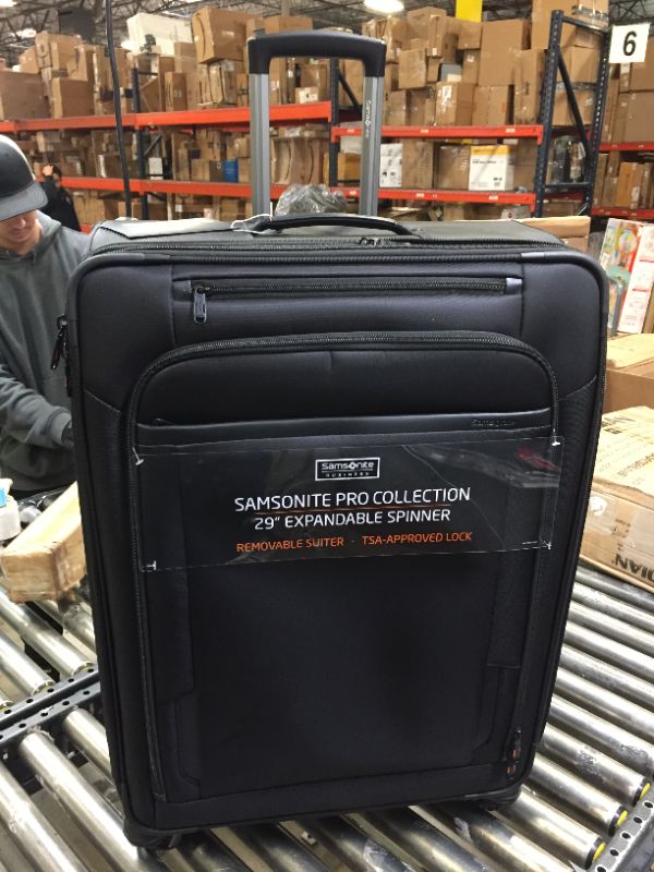 Photo 1 of Samsonite Pro Travel Softside Expandable Luggage with Spinner Wheels, Black, Checked-Large 29-Inch Checked-Large 29-Inch Black