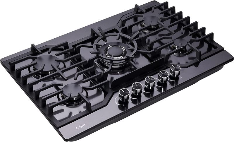 Photo 1 of Anlyter 30 Inch Gas Cooktop, 5 Burners Built-in Gas Stove Top Stainless Steel (Thermocouple Protection), LPG/NG Convertible Gas Stove Dual Fuel Sealed Gas Hob - Black
