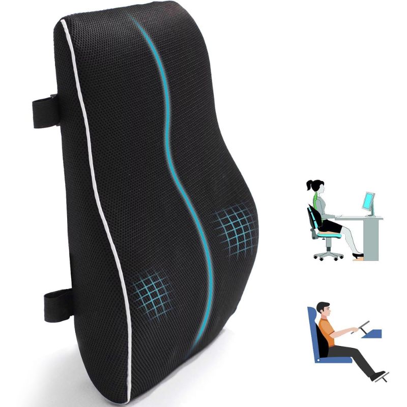 Photo 1 of Qutool Ergonomic Backrests Black Lumbar Support Pillow for Office Chair Car Back Cushion
