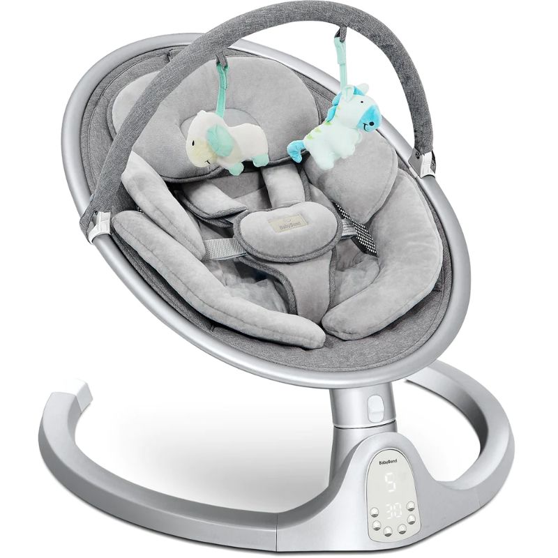 Photo 1 of BabyBond electric Infant swing with 10 preset lullabies, Bluetooth options and 2 plush toys, that will keep your baby engaged and amused. Allow playing any music through the built-in speakers through your phone or any other Bluetooth device.

Features