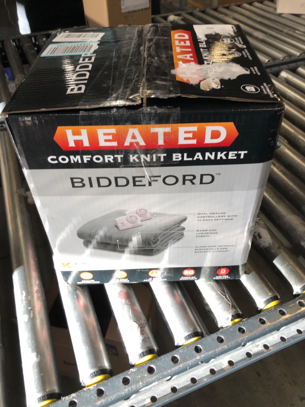 Photo 3 of Biddeford Blankets Comfort Knit Electric Heated Blanket With Analog Controller, King, Grey King Grey