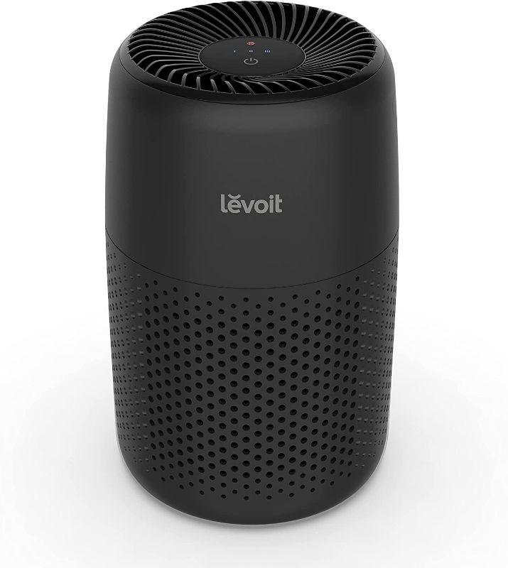 Photo 1 of LEVOIT Air Purifiers For Bedroom Home, HEPA Filter -Cleaner With Fragrance Sponge For Better Sleep, -Filters Smoke, Allergies, Pet Dander, Odor, Dust, Office, Desktop, Portable, Core Mini, Black ------ BOX DAMAGED