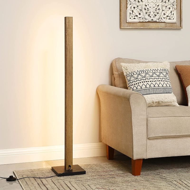 Photo 1 of EDISHINE Wood Corner Floor Lamp, Minimalist LED Dimmable Atmosphere Lamp, Modern Standing Mood Lighting for Bedroom, Living Room, Office, 3000K Warm Light, Sleek Design, 46"
