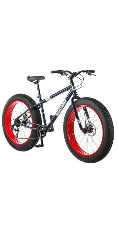 Photo 1 of Mongoose Dolomite Mens Fat Tire Mountain Bike, 26-Inch Wheels, 4-Inch Wide Knobby Tires, 7-Speed, Steel Frame, Front and Rear Brakes, Multiple Colors Navy Blue Mountain Bike