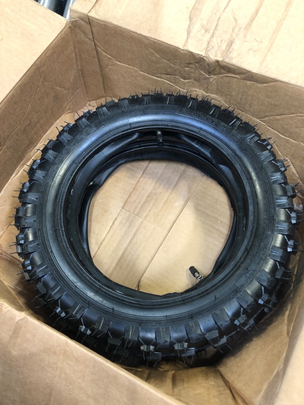 Photo 3 of 2.5-10" Off-Road Tire and Inner Tube Set, Dirt Bike Tire with 10-Inch Rim and 2.5/2.75-10 Dirt Bike Inner Tube Replacement,Compatible with Honda CRF50/XR50, Suzuki DRZ70/JR50, and Yamaha PW50-2PC
