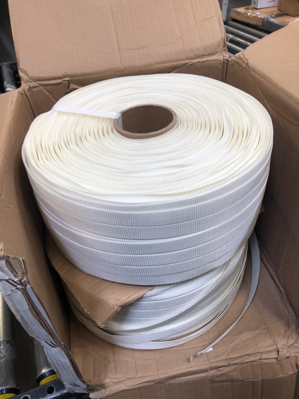Photo 3 of [ 2 Rolls ] 3/4" x 1640’Per Roll Woven Cord Strapping Roll, 3280'Total Length, 2425 lbs Break Strength, Heavy Duty Polyester Cord Strapping,Packaging Strapping, 6”x 3”Core (2)
