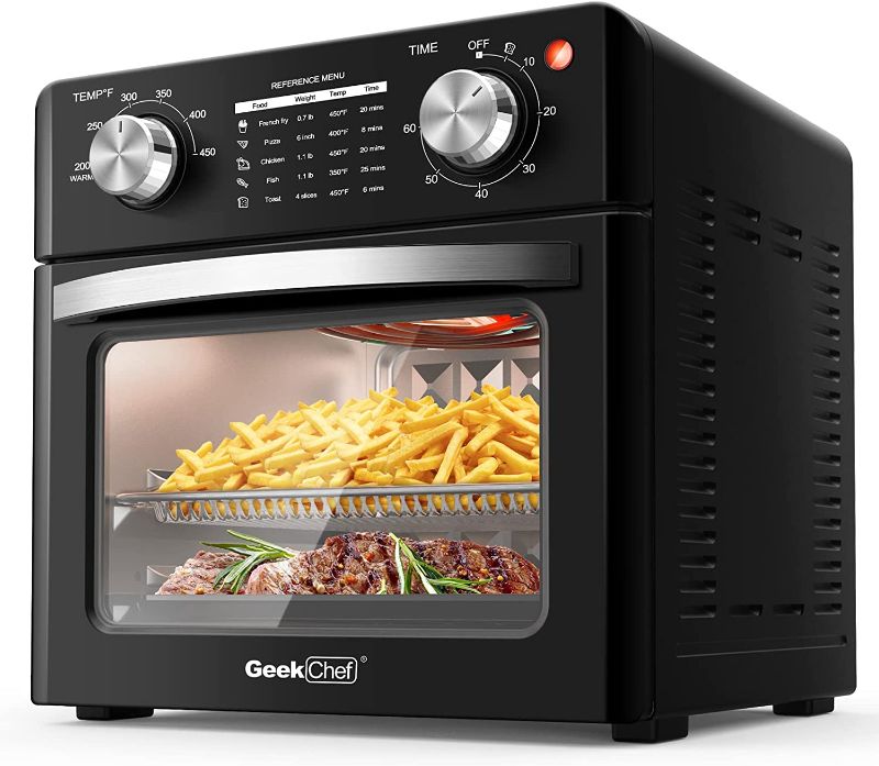 Photo 1 of Geek Chef Air Fryer 10QT, Countertop Toaster Oven, 4 Slice Toaster Air Fryer Oven Warm, Broil, Toast, Bake, Air Fry, Oil-Free, Black Stainless Steel, Perfect for Countertop
