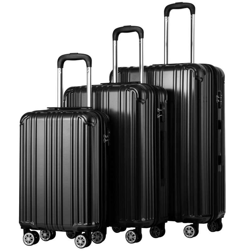 Photo 1 of (2 OUT OF 3)
 Coolife Luggage 3 Piece Set Suitcase Spinner Softshell lightweight (black)