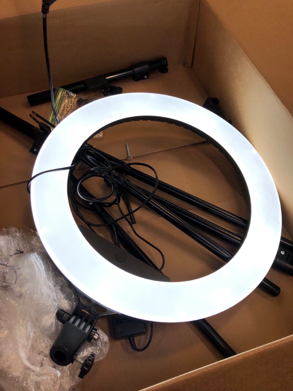 Photo 2 of Ring Light 18 Inch LED Ringlight Kit with 73 inch Tripod Stand with Phone Holder Adjustable 3200-6000k Color Temperature Circle MUA Lighting for Camera for Vlog, Makeup,Youtobe, Video Shooting, Selfie ---------- MISSING BAG AND REMOTE