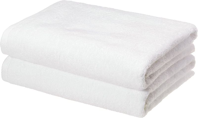 Photo 1 of Amazon Basics Quick-Dry Bath Towels - 100% Cotton, 2-Pack, White
