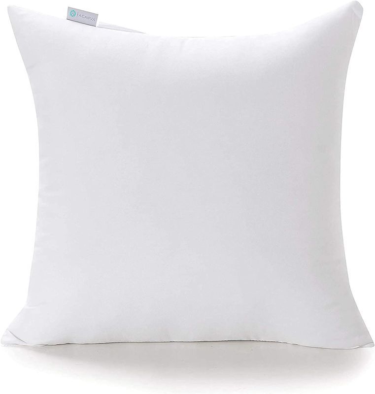 Photo 1 of Acanva Premium Polyester Stuffer Square Form Sham Throw Pillow Inserts, 20 in?1 Count?, White
