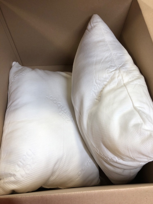 Photo 2 of Zen Bamboo Pillows for Sleeping - Set of 2 King Size Pillows w/Cool, Breathable Cover - Back, Stomach or Side Sleeper Pillow - 19 x 34 Inches
