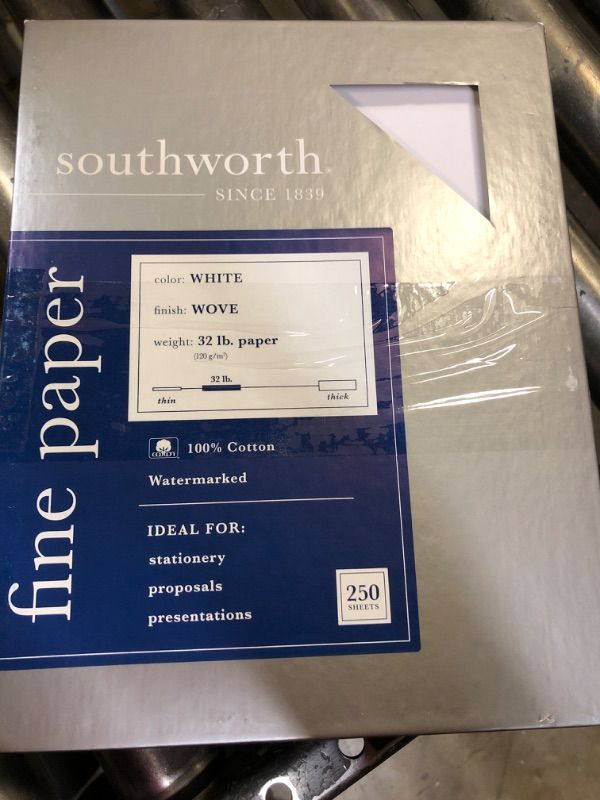 Photo 2 of Southworth Business Paper, 100% Cotton, White, 32 lbs, 8.5" x 11" - 250 sheets