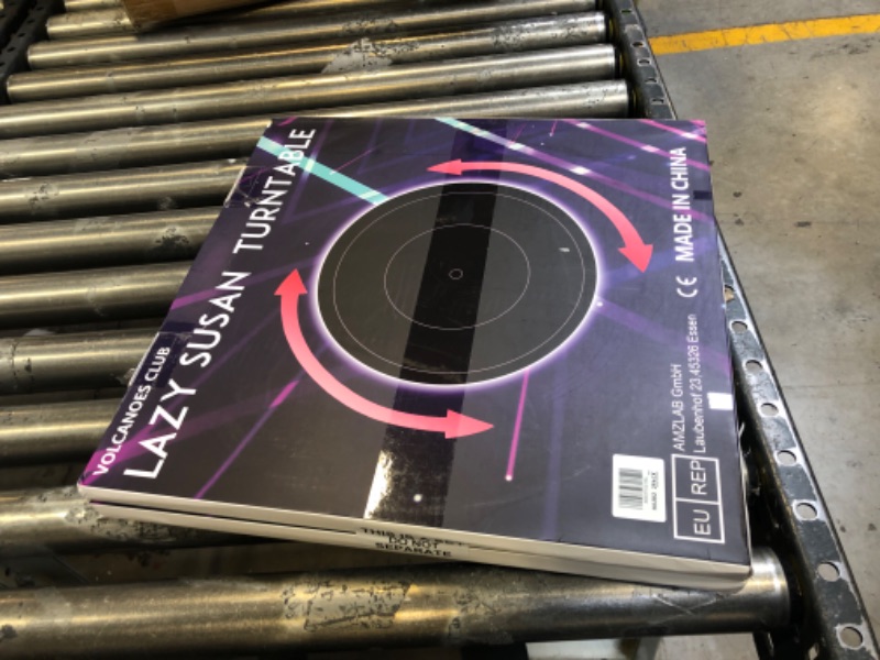 Photo 1 of VOLCANOES CLUB 16 Inch Lazy Susan Turntable - Heavy Duty Rotating Swivel Steel Ball Bearings - Flat Base Stand for TV/Computer/Monitor/Arts/Crafts/Bonsai/Statue/Cabinet Organizer (2 Pack / Black) 16Inch-2Pack