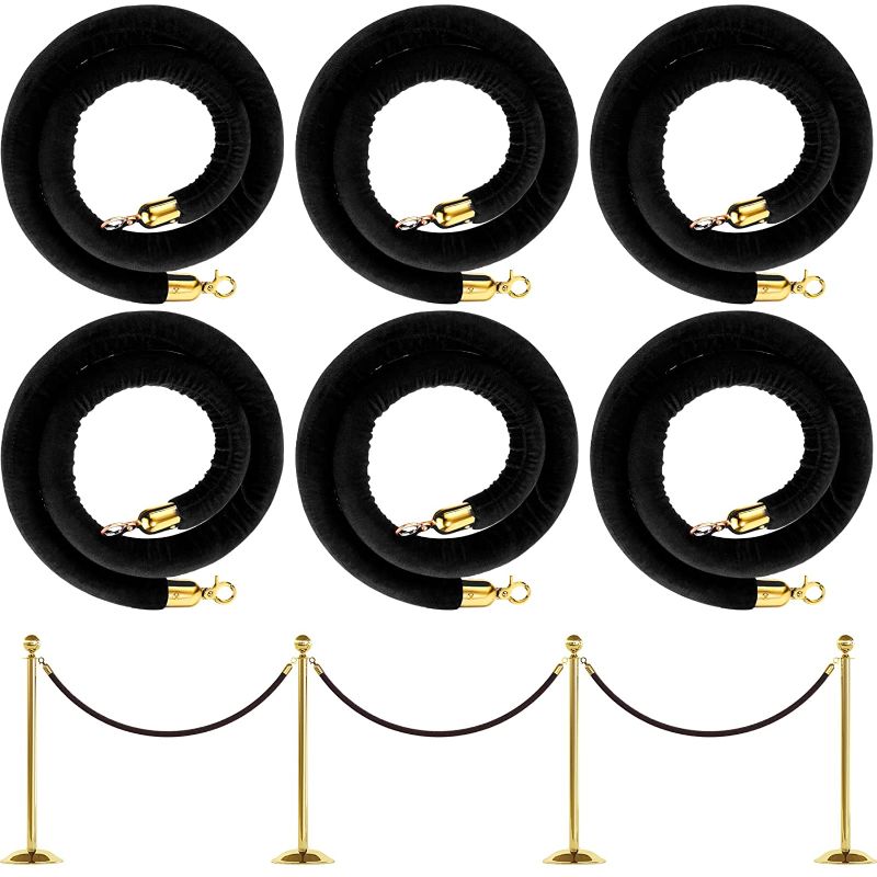 Photo 1 of 6 Pack Velvet Stanchion Rope, 5 Feet Crowd Control Stanchion Ropes Safety Barrier with Gold Plated Hook for Carpet Events Movie Theaters Grand Openings... STOCK PHOTO USED AS REFERENCE.