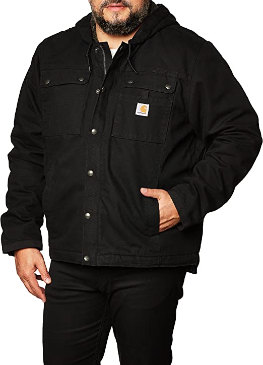 Photo 1 of Carhartt Men's Relaxed Fit Washed Duck Sherpa-Lined Utility Jacket Black
SIZE: 2XL