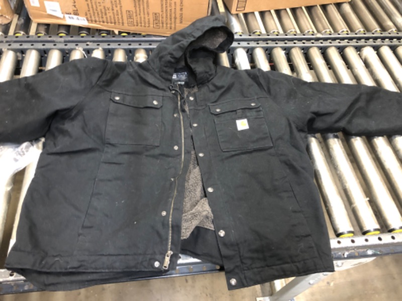 Photo 2 of Carhartt Men's Relaxed Fit Washed Duck Sherpa-Lined Utility Jacket Black
SIZE: 2XL