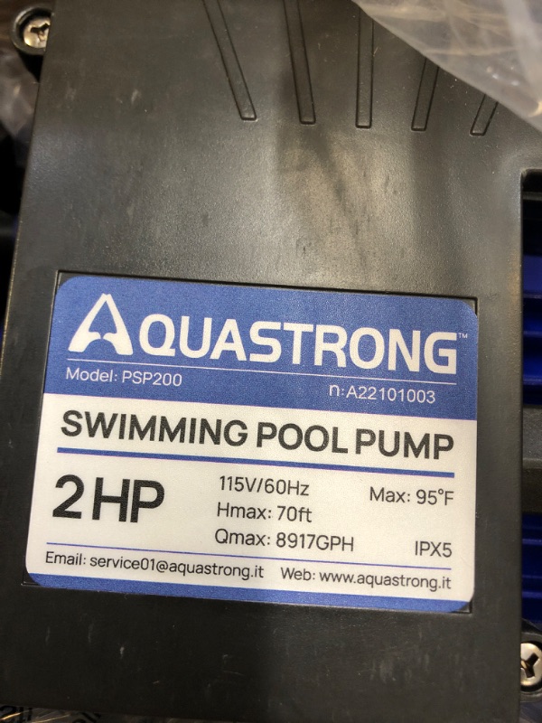 Photo 1 of Aquastrong 2 HP In/Above Ground Single Speed Pool Pump, 115V, 8917GPH, High Flow, Powerful Self Primming Swimming Pool Pumps with Filter Basket