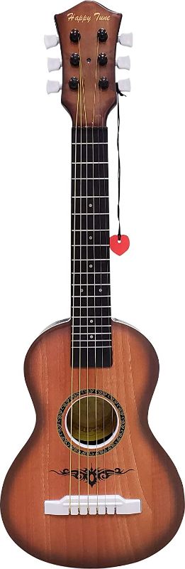 Photo 1 of 23" Acoustic Guitar, Kids 6 String Toy Guitar - Realistic Steel Strings - Beginner Practice First Musical Instrument for Children, Toddlers (Walnut)
