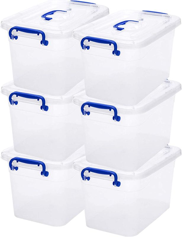 Photo 1 of 6-Pack Clear Storage Box, Plastic Storage Latch Bins with Handle 6.5 Liter
