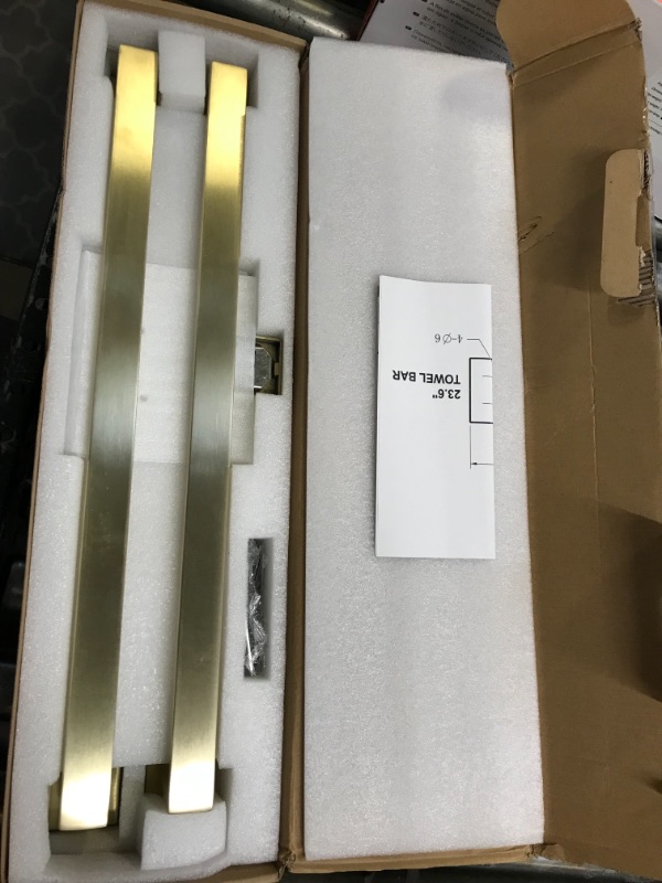 Photo 1 of 5-Piece Bathroom Hardware Set Brushed Gold, Lava Odoro Towel Bar Set Wall Mounted Stainless Steel - Include 2 Towel Bar Towel Ring Toilet Paper Holder and Double Hook, 23.6-Inch 5-Piece Brushed Gold