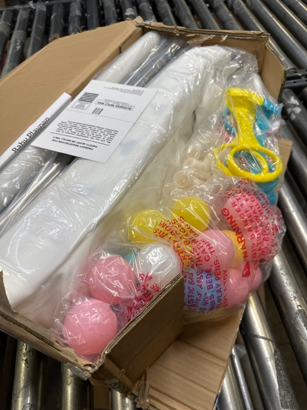 Photo 2 of BABY PLAYPEN WITH PLASTIC BALLS - WHITE PLAYPEN 