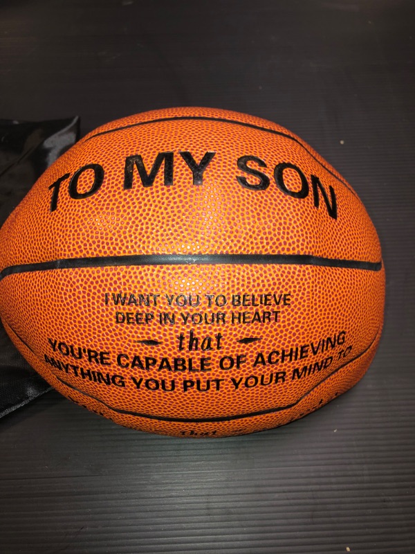 Photo 2 of Engraved Outdoor Basketball Gifts, Custom 29.5" Basketball Birthday Graduation Back to School Gifts for Son Daughter Grandson Nephew - You are Capable of Achieving Anything You Put Your Mind to
