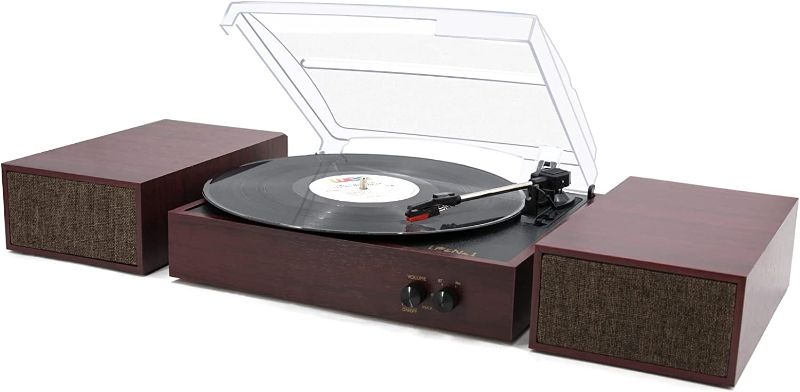 Photo 1 of LP&No.1 Bluetooth Turntable with Stereo Bookshelf Speakers, 3 Speed Vintage Belt-Drive Turntable with Wireless Playback & Auto-Stop & Bluetooth...
