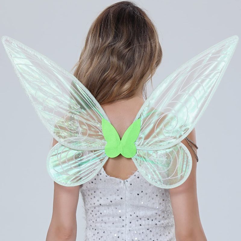 Photo 1 of Fairy Wings Dress Up Sparkling Sheer Wings Butterfly Fairy Halloween Costume Angel Wings for Kids Girls Women
