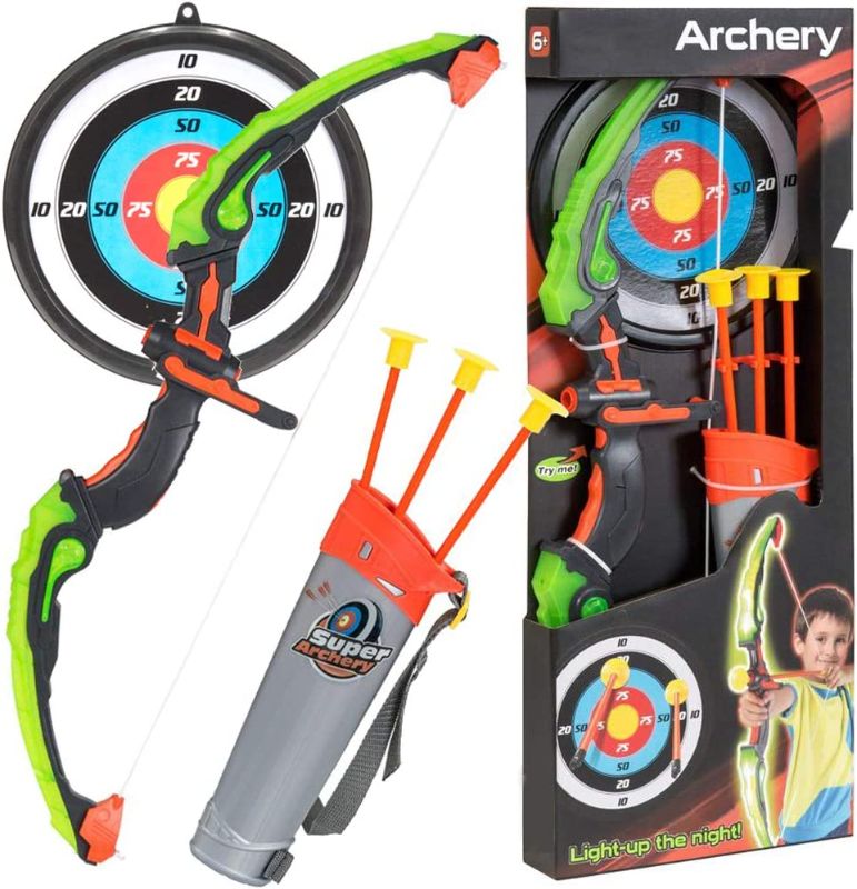 Photo 1 of KiiToys Bow & Arrow Toy Set for Kids, Archery Bow 32" Long, Suction Arrow 22", Pretend Play, Soft Power Safe Children Game Set,Silver,Kii-Archery-K35881C
