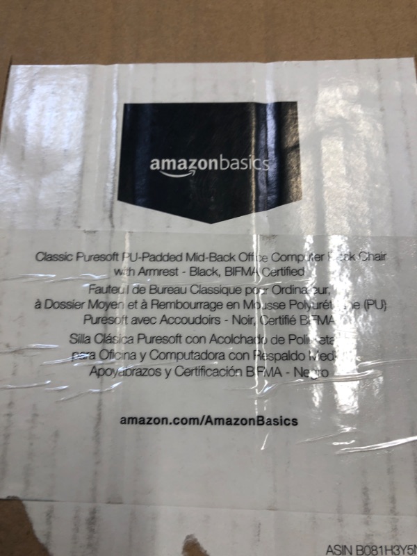 Photo 1 of amazon basics classic mid back office computer desk chair with armrest - black 