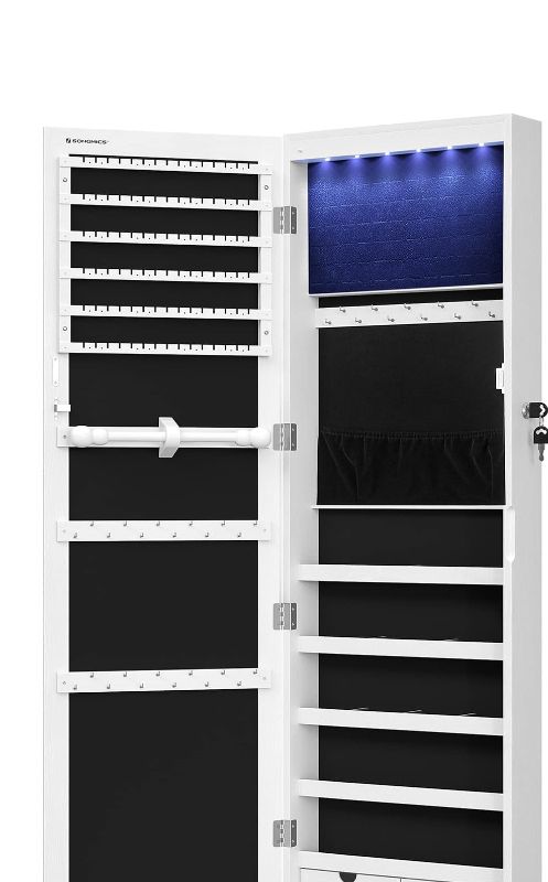 Photo 1 of SONGMICS Mirror Jewelry Cabinet, 47.2"H Lockable Wall/Door Mounted Jewelry Armoire Organizer with Mirror