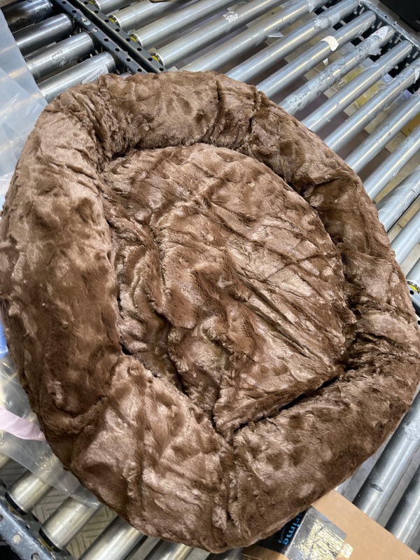 Photo 2 of Best Friends by Sheri The Original Calming Donut Cat and Dog Bed in Lux Fur Dark Chocolate, Medium 30x30 Lux Dark Chocolate Medium 30" x 30" Bed Only