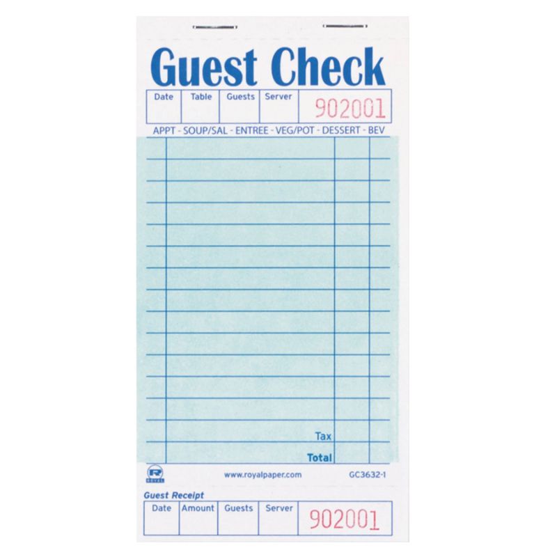 Photo 1 of 4PC; Amercare Royal Green Guest Check Paper Receipt Book, Carbonless Order Book with 15 Lines