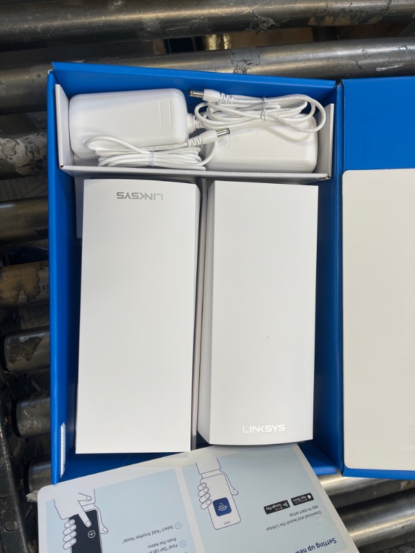 Photo 1 of Linksys MX10600 Velop AX Whole Home WiFi 6 System: Wireless Router and Extender, 5.3 Gbps, 6,000 sq ft Range, 100 devices (2-Pack)